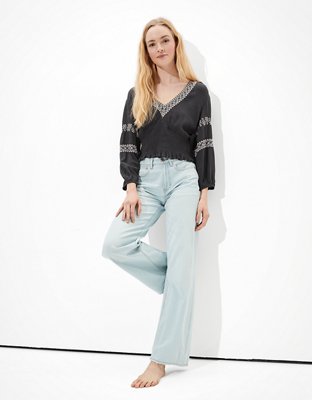 embroidered smock top