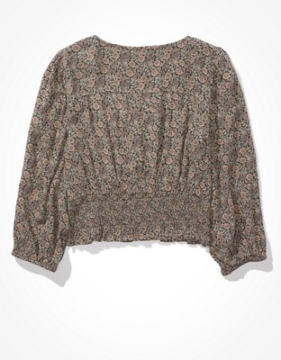 AE Embroidered Smocked Top