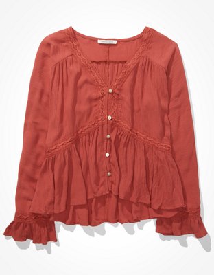 american eagle ruffle top