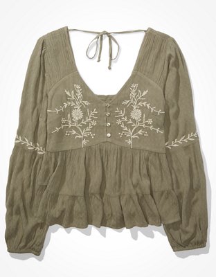 Женские топы American Eagle AE Embroidered Tunic Top — фото 3