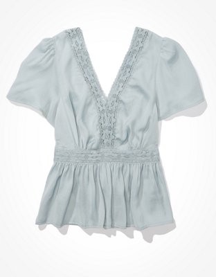 Женские блузки American Eagle AE Lace Flutter-Sleeve Blouse — фото 3