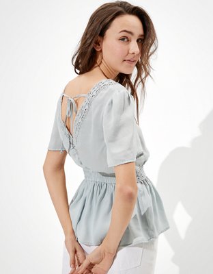 Женские блузки American Eagle AE Lace Flutter-Sleeve Blouse — фото 2