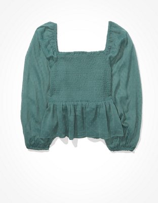 AE Smocked Square Neck Blouse