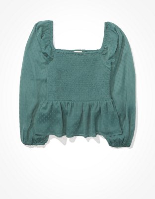 AE Smocked Square Neck Blouse