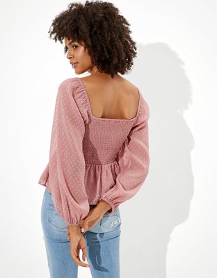Женские блузки American Eagle AE Smocked Square-Neck Blouse — фото 2