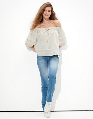 Женские блузки American Eagle AE Off-The-Shoulder Tie-Front Blouse — фото 5