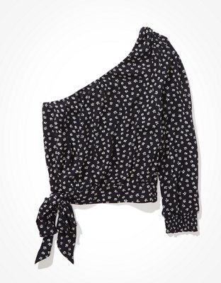 AE One Shoulder Tie-Waist Blouse
