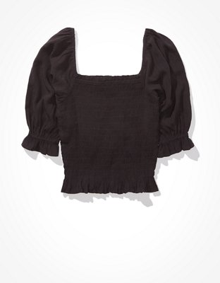 AE Smocked Square-Neck Blouse