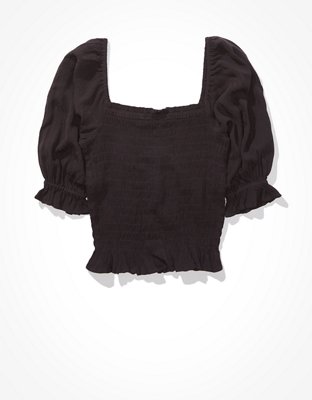 AE Smocked Square-Neck Blouse