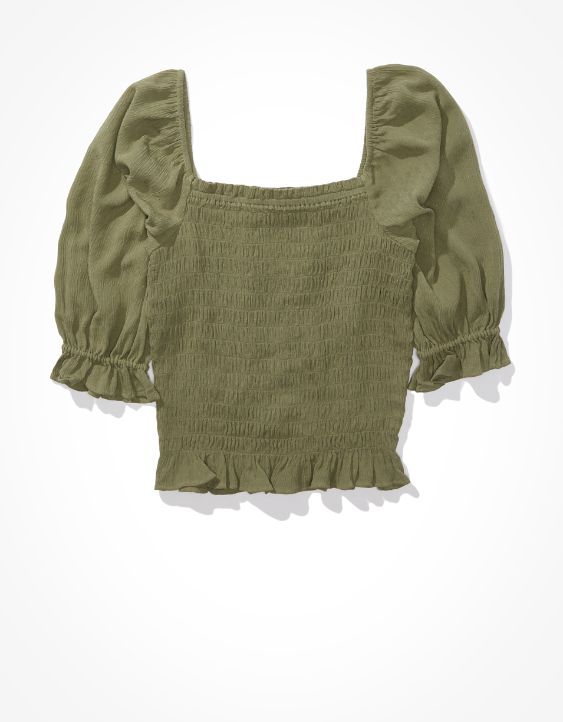 AE Smocked Square-Neck Blouse