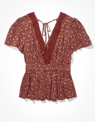 AE Lace Flutter-Sleeve Blouse