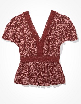 AE Lace Flutter-Sleeve Blouse