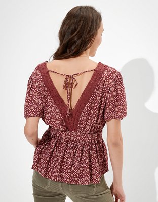 AE Lace Flutter-Sleeve Blouse