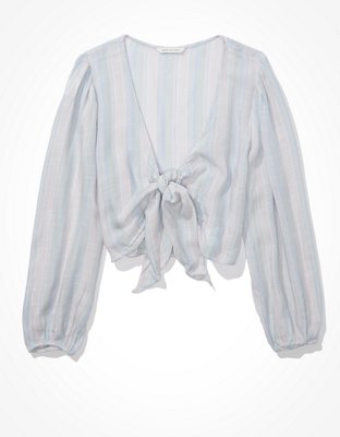 Женские блузки American Eagle AE Striped Tie-Front Blouse — фото 3