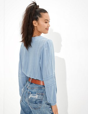 Женские топы American Eagle AE Cropped Tie-Waist Wrap Top — фото 2