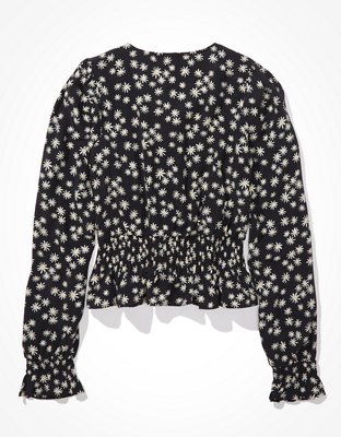 AE Printed Button-Up Bubble Top