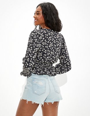 Женские топы American Eagle AE Printed Button-Up Bubble Top — фото 2