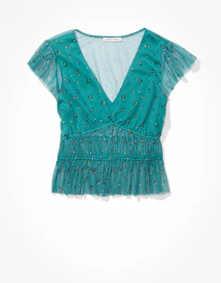 AE FlutterSleeve Ruched Top