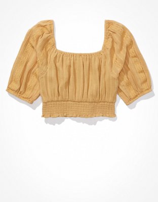 AE Puff-Sleeve Crop Top