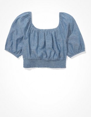 AE Puff-Sleeve Crop Top