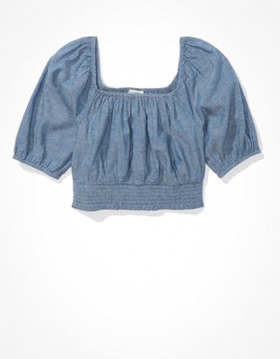 Женские топы American Eagle AE Puff-Sleeve Crop Top — фото 3