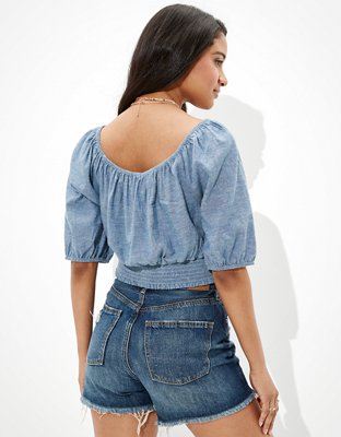 Женские топы American Eagle AE Puff-Sleeve Crop Top — фото 2