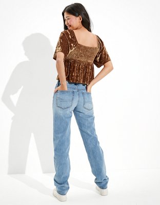 Женские блузки American Eagle AE Velvet Flutter-Sleeve Babydoll Blouse — фото 2