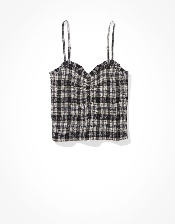 AE Plaid Ruched Smocked Cami