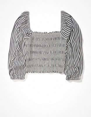AE Smocked Puff-Sleeve Blouse