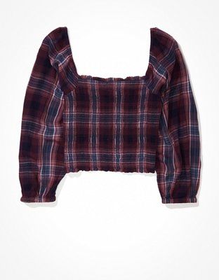 AE Smocked Puff-Sleeve Blouse
