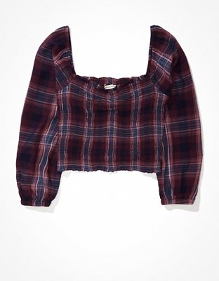 Женские блузки American Eagle AE Smocked Puff-Sleeve Blouse — фото 3