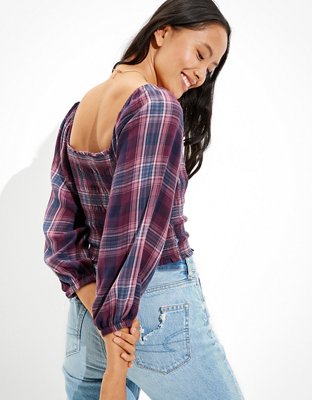 Женские блузки American Eagle AE Smocked Puff-Sleeve Blouse — фото 2