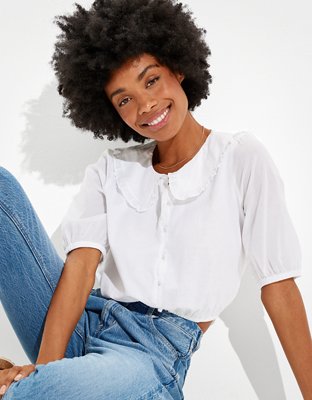 AE Peter Pan Button-Up Blouse | American Eagle