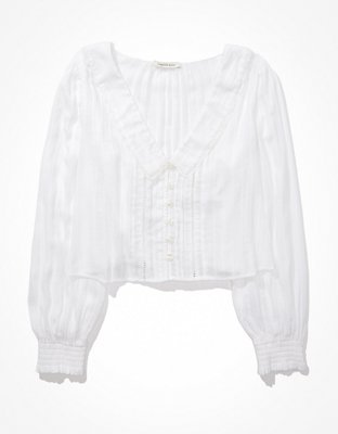 AE Blusa con botones y cuello Chelsea