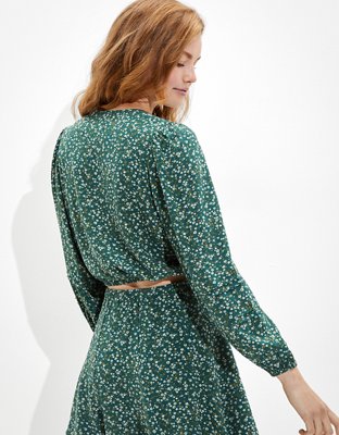 AE Cropped Tie-Waist Wrap Top