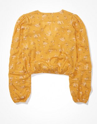 AE Cropped Tie-Waist Wrap Top