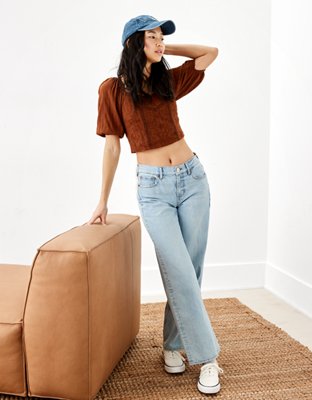 Женские блузки American Eagle AE Cropped Puff-Sleeve Smocked Blouse — фото 4