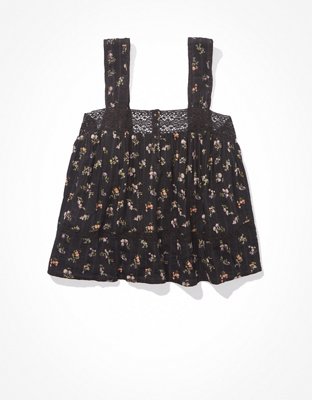 AE Blusa babydoll con tiras anchas