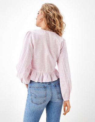 Женские блузки American Eagle AE Long-Sleeve Tie-Front Blouse — фото 2
