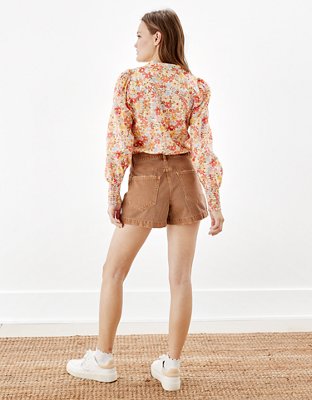 AE Long-Sleeve Wrap Tie-Front Blouse