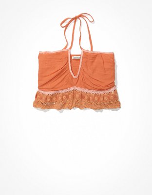 AE Smocked Crochet Halter Top
