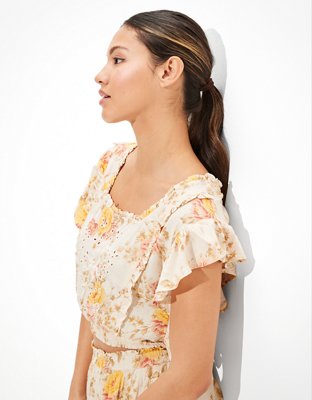 Женские блузки American Eagle AE Square Neck Smocked Blouse — фото 5