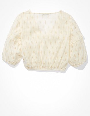 AE Button-Up Bubble Blouse