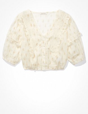 AE Button-Up Bubble Blouse