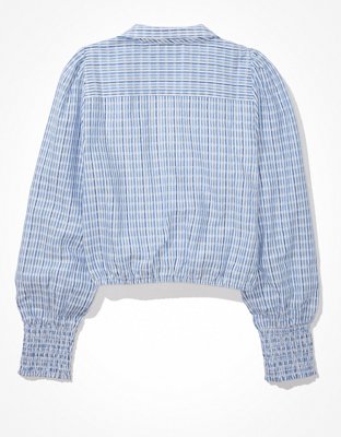 Женские блузки American Eagle AE Long-Sleeve Wrap Tie-Front Blouse — фото 4