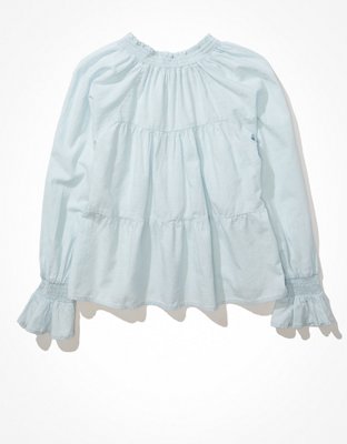 Женские блузки American Eagle AE V-Neck Long-Sleeve Smocked Blouse — фото 4