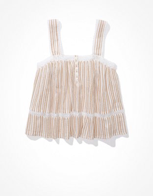 AE Blusa babydoll con tiras anchas