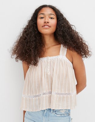 AE Blusa babydoll con tiras anchas
