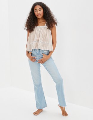 AE Blusa babydoll con tiras anchas