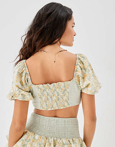 AE Cinched Puff-Sleeve Blouse